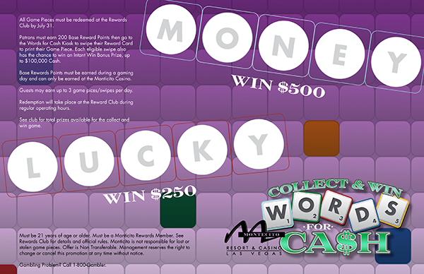 Words for Cash Collect & Win Game